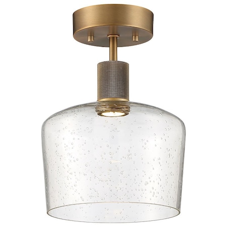 Access Lighting Port Nine Chardonnay, Chardonnay LED SemiFlush, Antique Brushed Brass Finish, Seeded Glass 63147LEDD-ABB/SDG